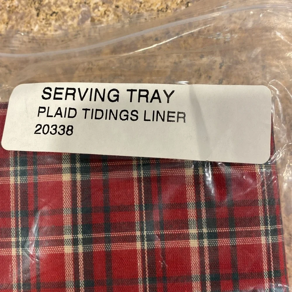 NIP Longaberger Plaid Tidings Serving Tray Basket Fabric Liner 20338 Liner Only